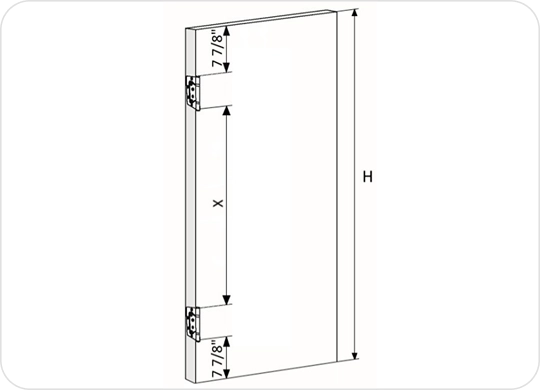 Hinge spacing on the door leaf
