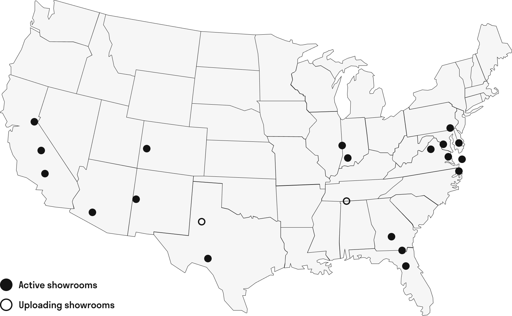 United Porte showrooms map