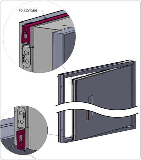 Drop-down seal gaskets to lubricate: top and bottom of the leaf