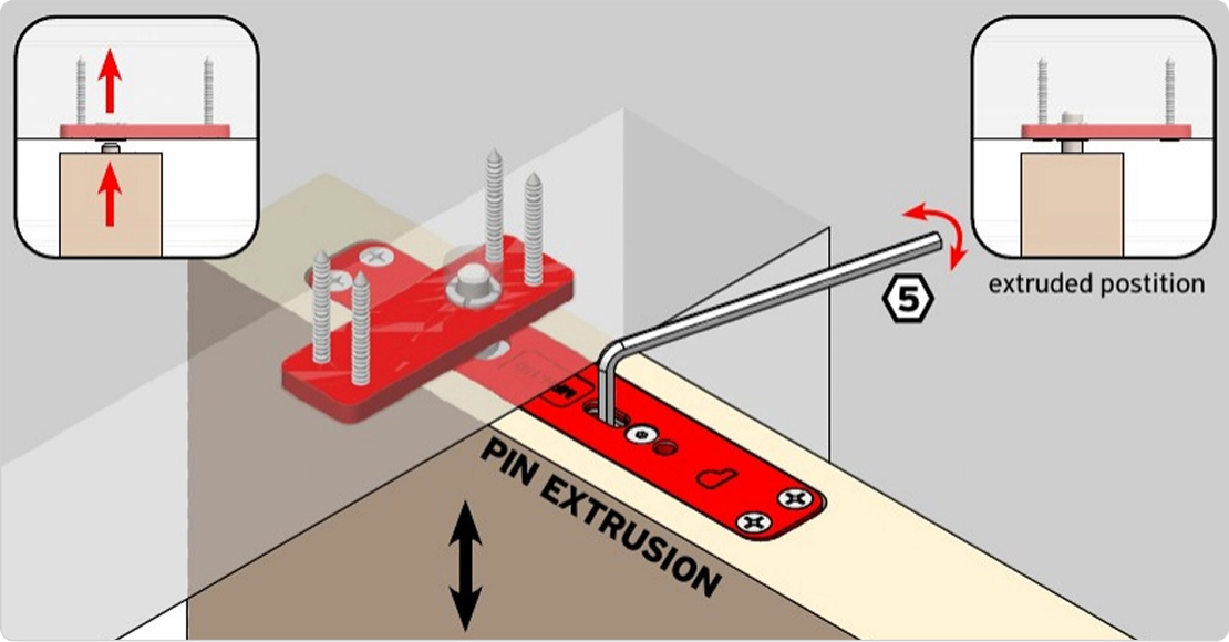 Pin extrusion with a 5 mm hex key