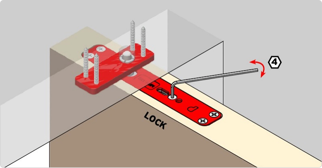 Locking the pin with a 4 mm hex key