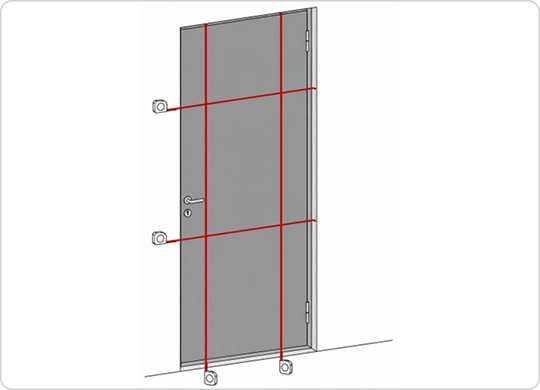 Measuring the door opening at several points