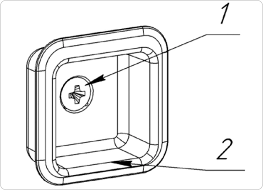 Cam adjuster — screw (1) and cam (2)