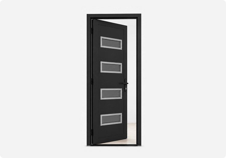 Exterior metal-plastic swing door