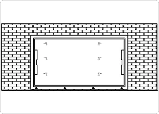 Level and secure the jambs — fasteners on both sides, working bottom to top