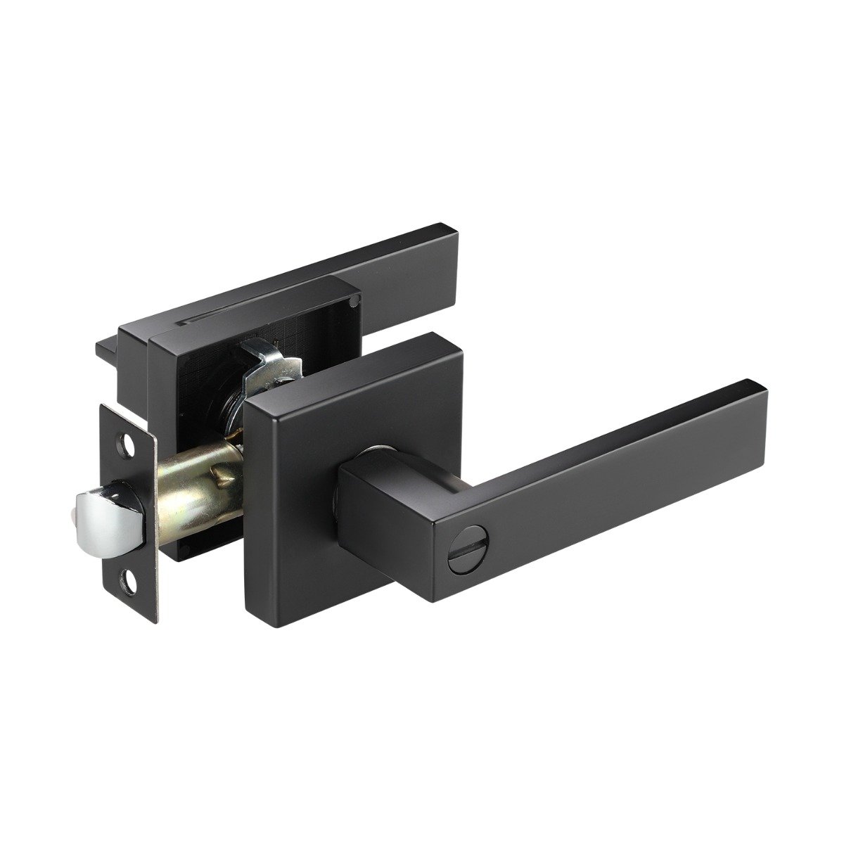 Modern Square Handle-Matte Black (Standard (USA)) || French Double Interior Doors with Hardware | Planum 0020 Grey Oak | Panel Frame Trims | Bathroom Bedroom Interior Sturdy Door-72" x 96" (2* 36x96)
