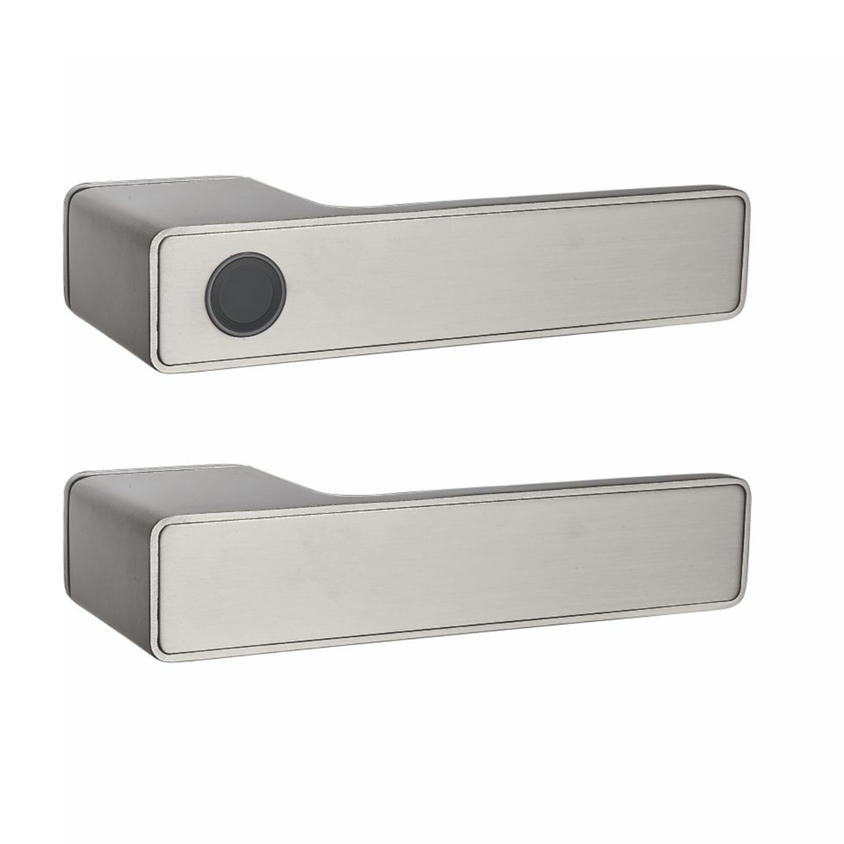 Smart Fingerprint MONACO Euro Handle Black (Premium (Europe)) || Modern Solid Hidden Door with Handle | Planum 0010 Primed with Black Hidden Frame 30" x 80" Left-hand Outswing Black Frame | Hinges Lock Handle | Modern Wardrobe Wood Solid Doors