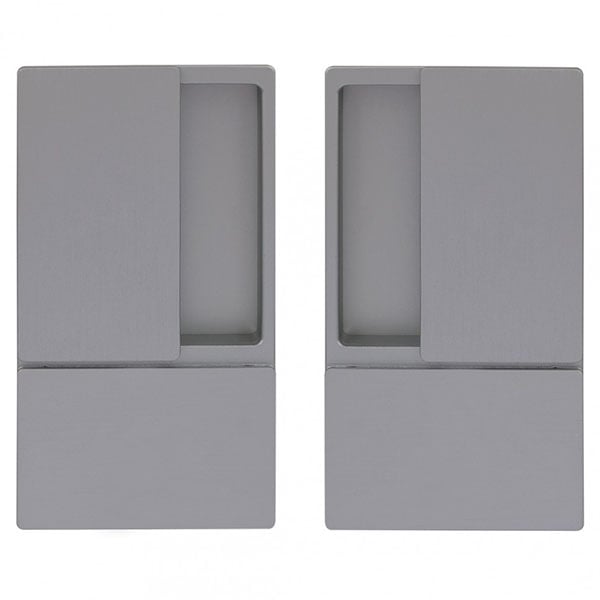 Modern Hidden Handle Silver (Premium (Europe)) || Modern Solid Hidden Door with Handle | Planum 0010 Primed with Silver Hidden Frame 24