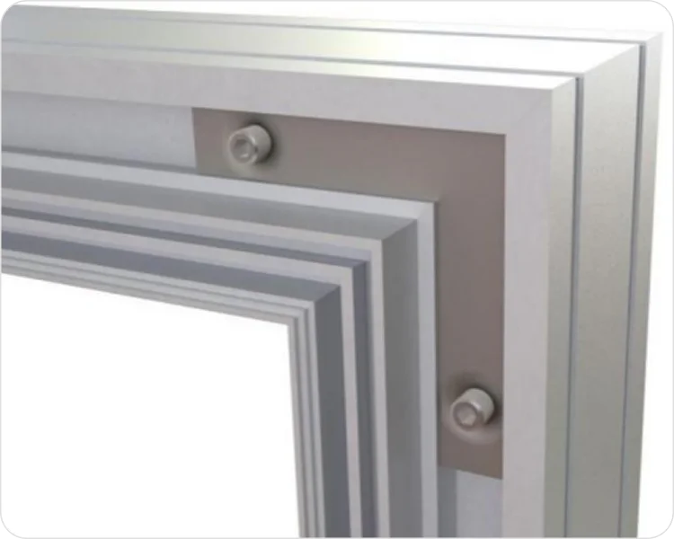Completed corner joint using L-shaped connectors