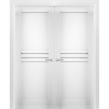 Solid French Double Doors / Mela 7444 White Silk / Wood Solid Panel ...